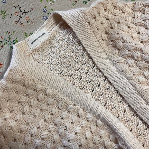 GoodNight Macaroon Oversized Mixed Knit Cardigan One Size Chunky Weave Cream - Picture 4 of 4